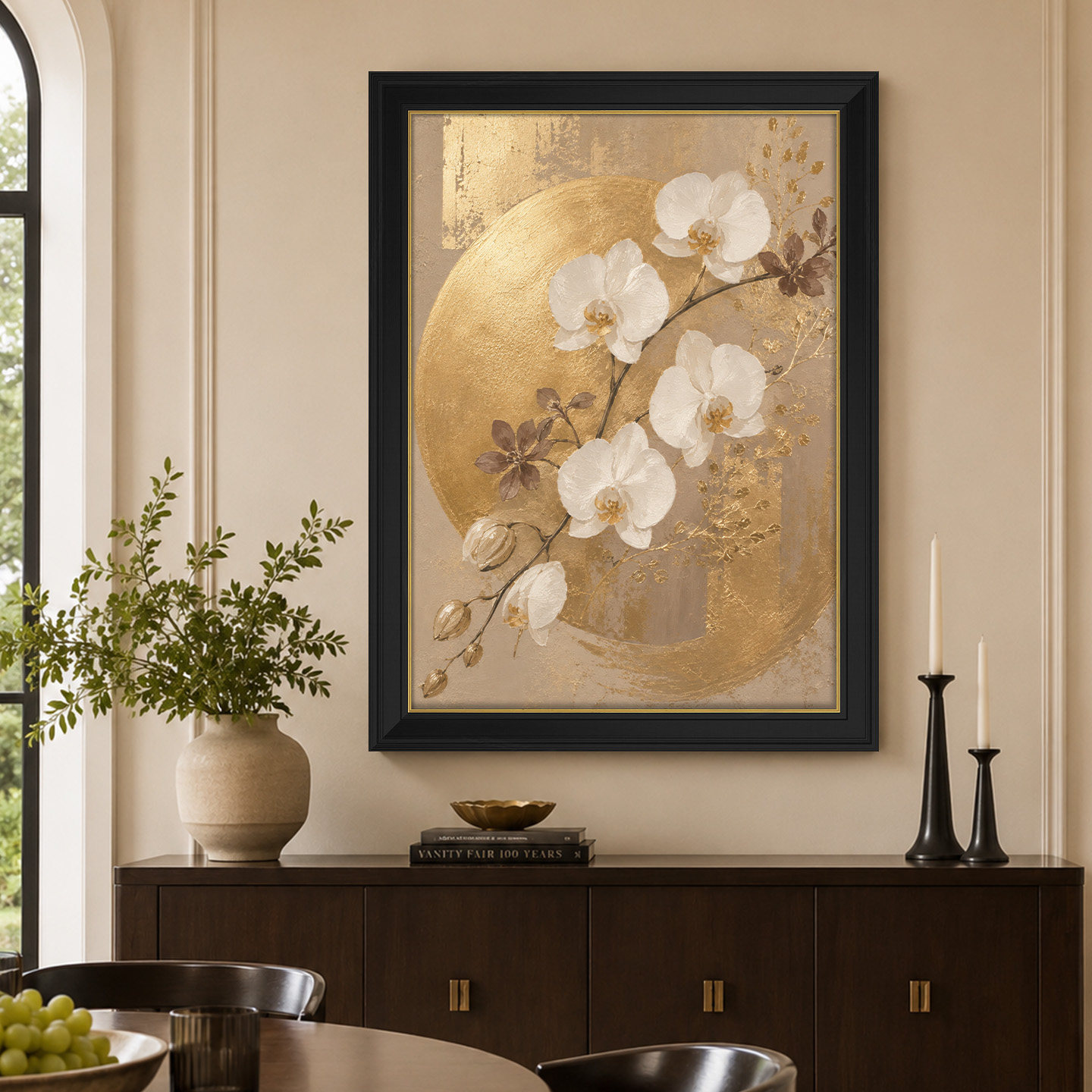 大芬村手绘金箔厚涂兰花油画