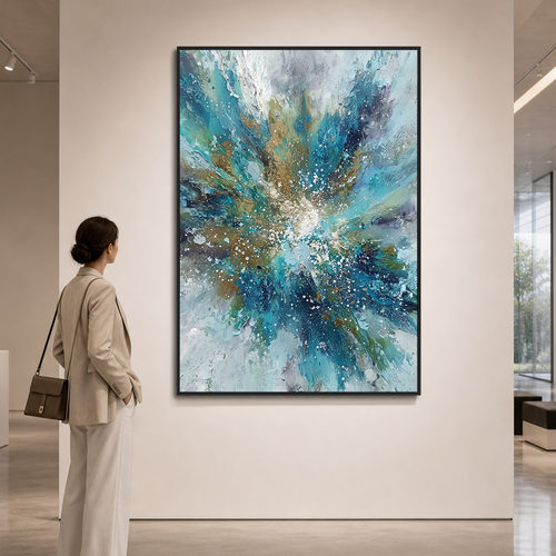 大芬村手绘泼彩星海肌理油画