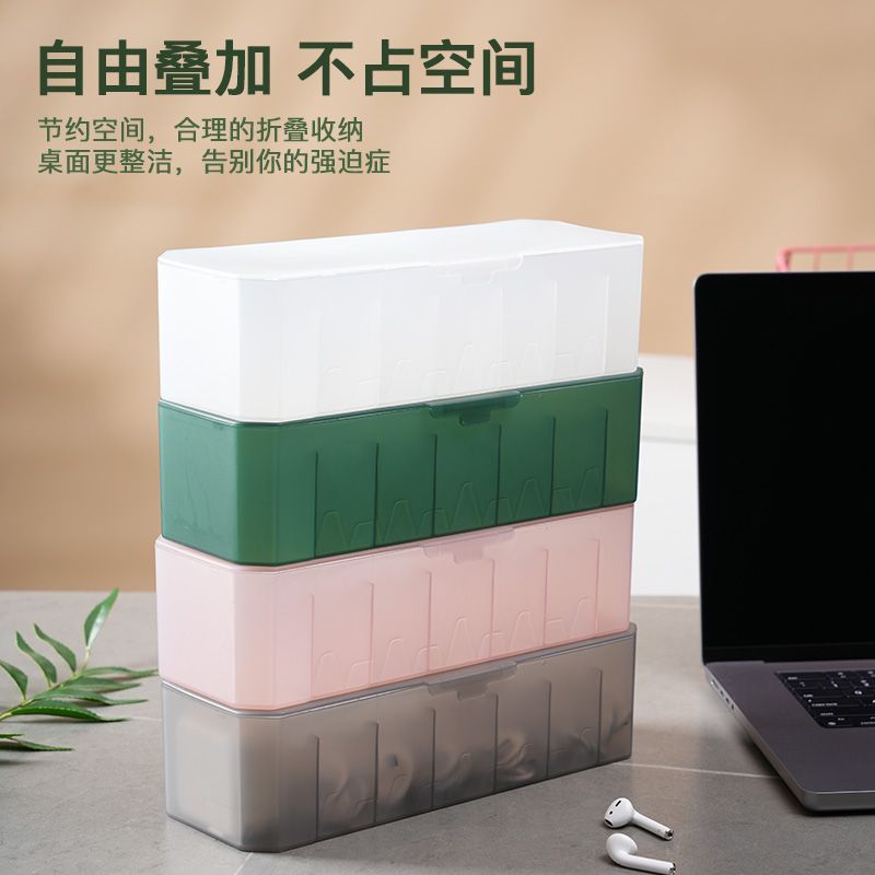 加厚加大桌面理线盒充电器电线收纳神器带盖数据线儿童卡片收纳盒