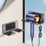 不锈钢吹风机置物架支架免打孔卫生间电吹风挂浴室壁挂式收纳架子