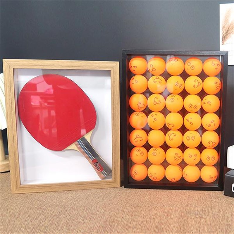 热销乒乓球收纳球拍收藏相框签名亚克力防尘中空4展示摆台装裱框