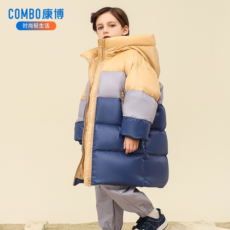 康博儿童羽绒服中长款男女童新款儿童长款过膝中大童加厚保暖冬