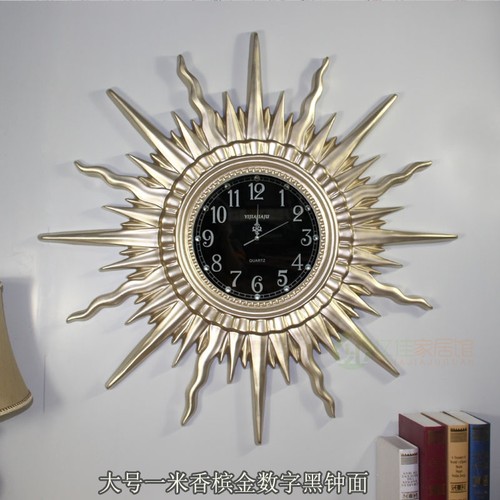 极速欧式时尚挂钟客厅太阳u创意挂表高档美式装饰静音时钟简约石