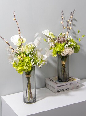 艺贝子简约假花仿真花套装客厅室内装饰花样板间软装整Z体花艺摆