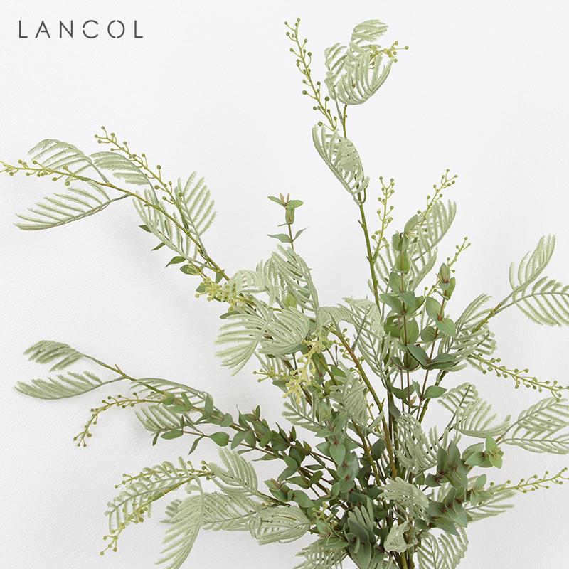 Lancol北欧风植物仿真花配叶配草含羞草尤加利叶客厅样板房花假花