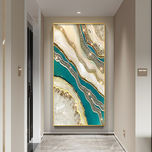 热销大芬油e画村装饰画手绘油画高级感轻奢入户玄关画现代客厅抽