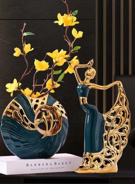 欧式轻奢装饰品摆件家居客厅电视柜插花花瓶摆件现代创Y意桌面摆