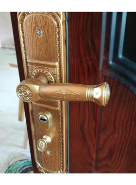 黄古树皮纹防盗门把手门锁锁具大门锁执E手锁通用型拉手孔距235m.