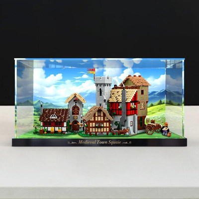 适用10332中k世纪城镇广场积木防尘罩模型收纳盒亚克力展示盒