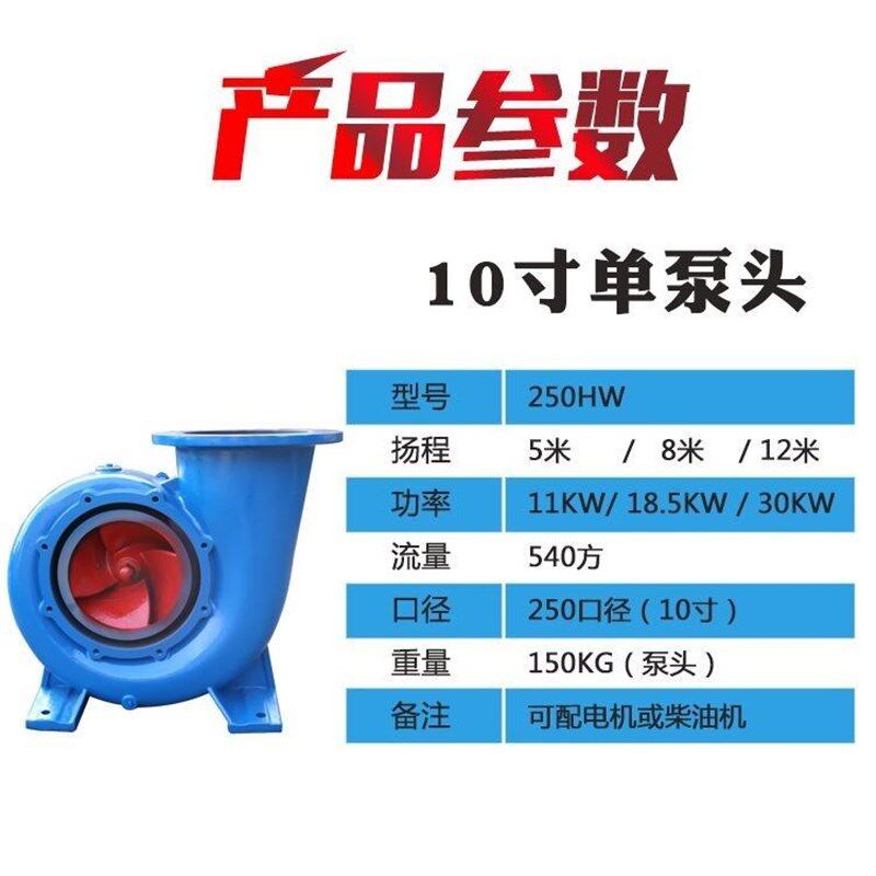 大流量低扬e程蜗牛水泵灌溉卧式抽水机防旱抗涝HW混流泵浇地整机