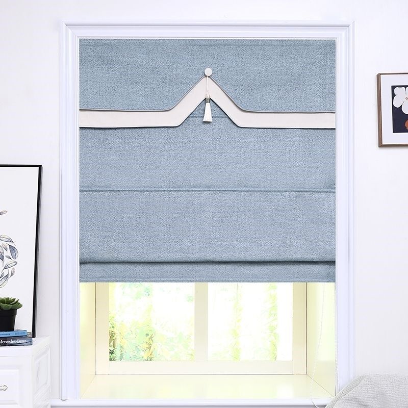 现代简约北欧升降罗马帘卷帘遮光窗帘卧室小窗户提U拉帘脏粉色内