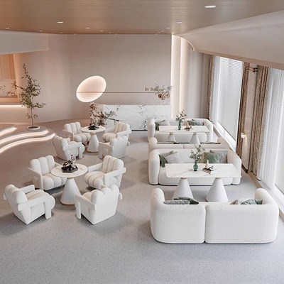 影楼选片婚纱店接待洽谈s桌椅组合美容院医美会客室休息区卡座沙