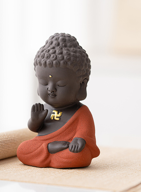 禅意小如来佛像摆件精品陶瓷紫砂茶宠创意可爱功夫茶道具茶盘配件