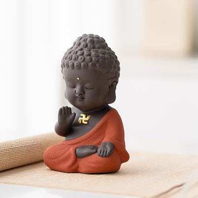 禅意小如来佛像摆件精品陶瓷紫砂茶宠创意可爱功夫茶道具茶盘配件