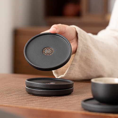 敦铭堂陶瓷黑陶茶杯垫