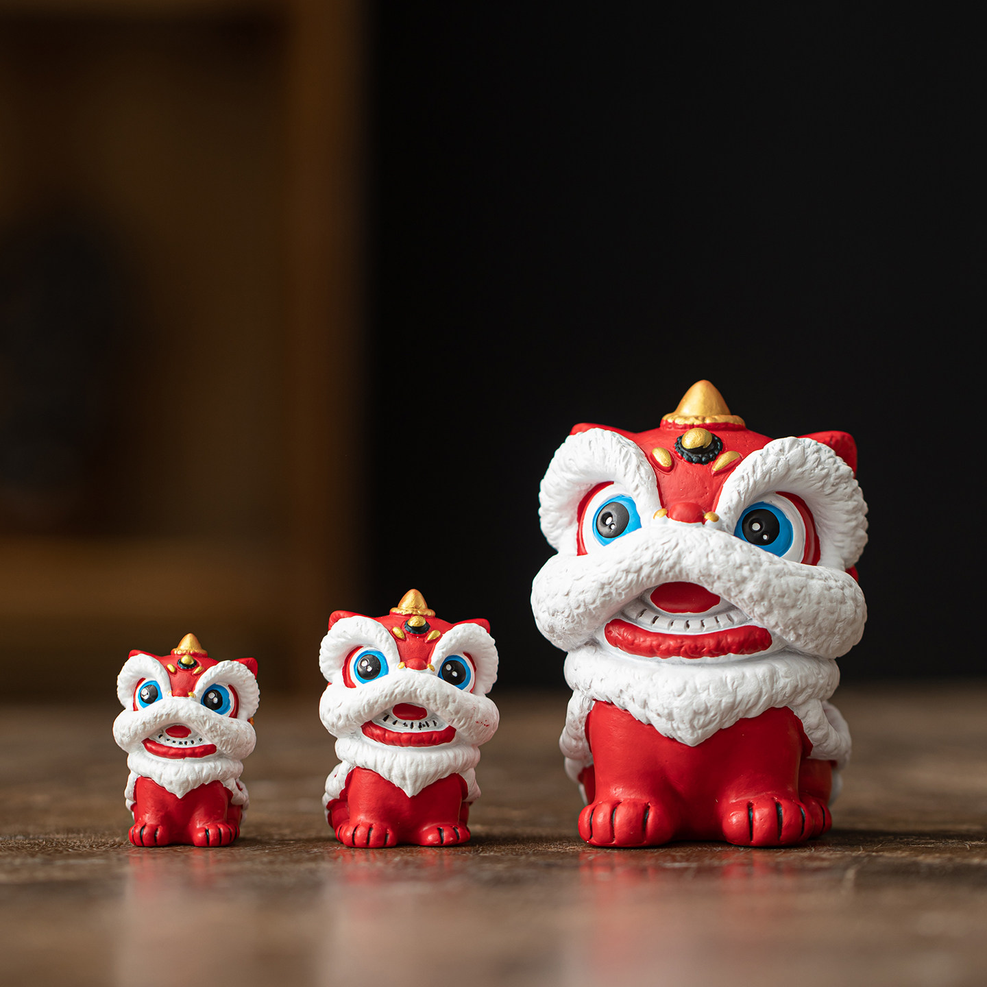 国潮喜庆小醒狮摆件高级感小众桌面装饰品创意舞狮招财萌宠送礼物