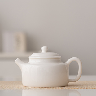 陶瓷功夫茶具家用泡德钟茶壶德化羊脂玉白瓷茶壶大小容量手工单壶