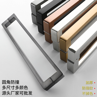 方管对装浴室玻璃门拉手440孔距304不锈钢淋浴房门把手哑黑枪灰色