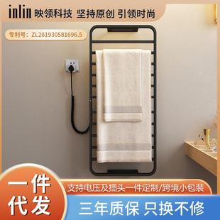 电热毛巾架卫生间轻奢不锈钢智能科技碳纤维电加热多层毛巾浴巾架