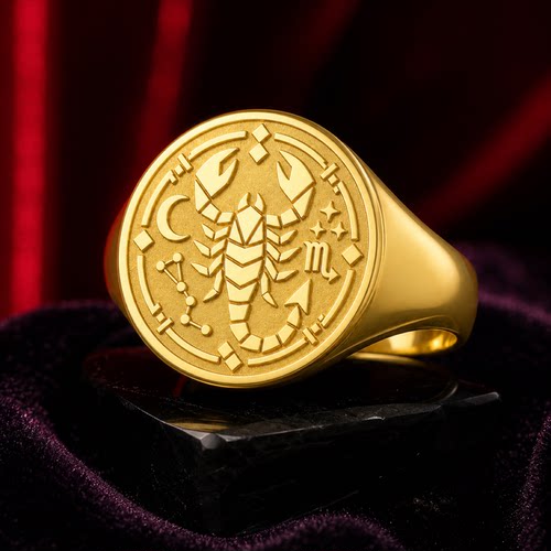 神秘守护天蝎座999足金男女戒指