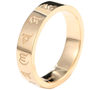 六字真言18K黄金戒指纯足金铂金中式国潮大明咒梵文男女戒定制
