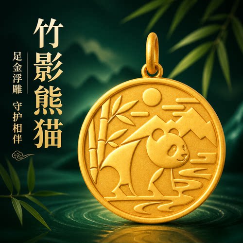 萌趣大熊猫999足金吊坠男女款