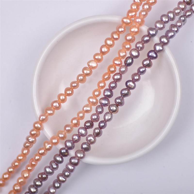 上层品质强光饱满4-5mm巴洛克异形不规则天然Q两面光淡水珍珠项炼