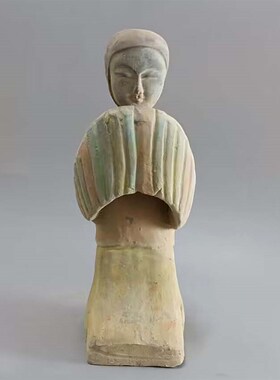 仿古陶俑 汉代跽坐拱手俑 陶器摆件 古典工艺品 博V古架装饰艺术
