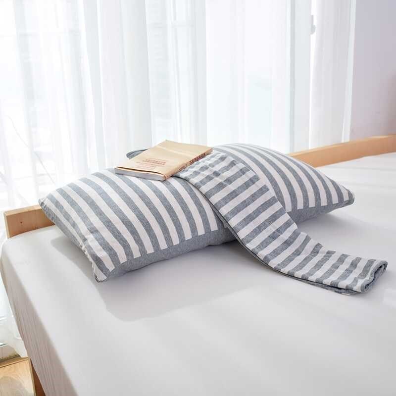 简约条纹天竺棉枕套全棉家用v枕芯套针织枕头套48x74cm一对装,床上用品,枕套,淘宝优惠券,粉丝福利购,淘宝优惠卷