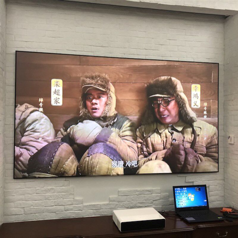 新品黑栅抗光幕布超短焦激光t电视画框投影幕100/120/150寸菲涅尔