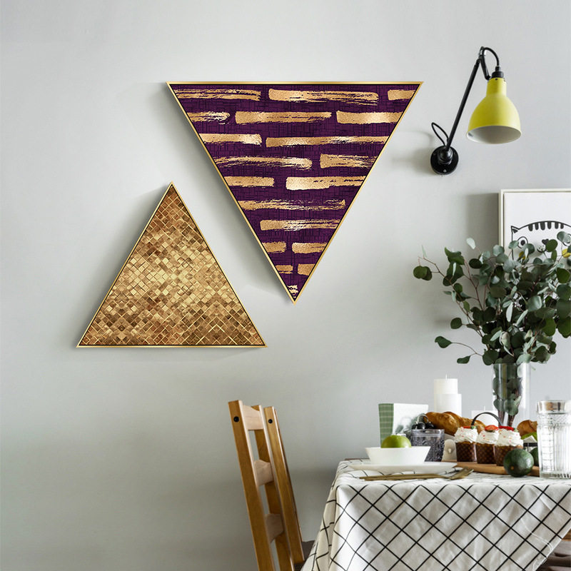 三角形玄关壁画沙发后墙壁装饰画客E厅过道抽象挂画样板间轻奢油,家居饰品,现代装饰画,淘宝优惠券,粉丝福利购,淘宝优惠卷