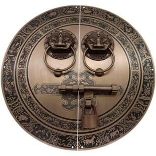 彷古大门把手中式纯铜门环u门锁把手圆形老式木门门栓锁插销铜配