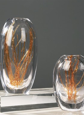 琉璃艺术a透明摆件轻奢酒店玄关餐桌样板房客厅电视柜桌面极简摆