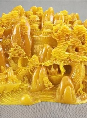 仿玉石寿山石田黄石富水r长流客厅办公室玄关摆件家居装饰山水摆