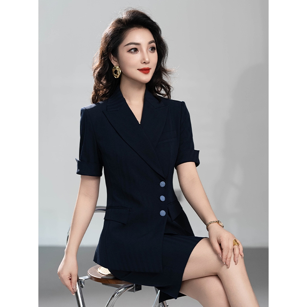 日本品质职业套装女夏季短袖薄款西装套裙时尚气质女神范西服美容
