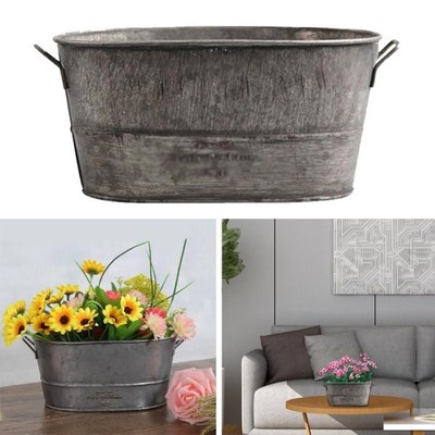 Zinc Metal Flowemrpot Garden Planter Trough Flower Plant Pot