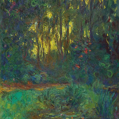 Monet莫奈风景m油画池塘一角玄关挂画田园客厅装饰画手绘临摹