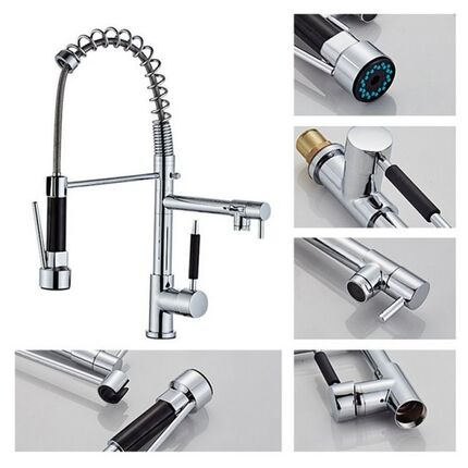 Chrome Kitchen Sink Faucet SwiveDl Spout Single Handle Pull