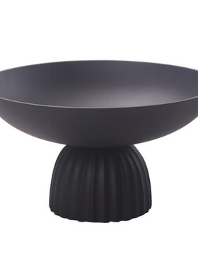 现代树脂黑色磨砂果盘银色属金样板糕间客厅茶L几摆Z07182Z蛋盘装