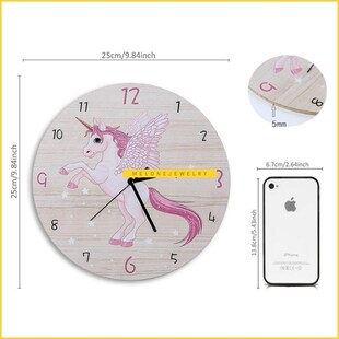 toon Circular nicorn Wall Clock Kids Wooden Silent ReZloj de