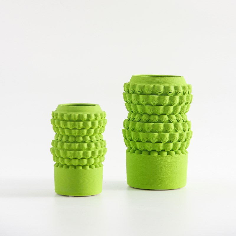 现代北欧创意荧光绿色陶瓷花器3D打印花K瓶干花插电视柜装饰品摆