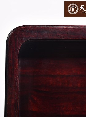 血檀独板上漆托盘l边镂空茶杯托盘长方形水果盘实木都承盘送礼收