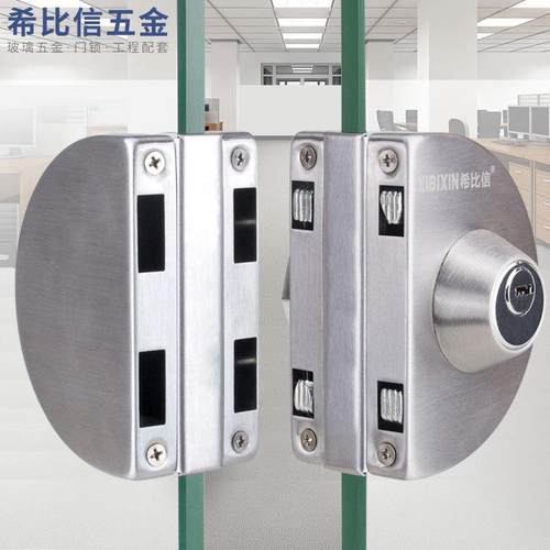 玻璃门锁开锁孔免不锈钢双门单门双开框办K公室推拉单无店铺门地