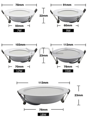 10pcas LED Downlight 7W 9W 12W 15W 18W Round Recessed Lamp A