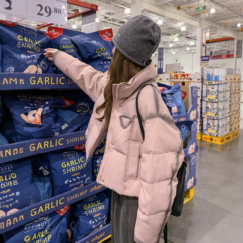 韩版设计感渐变立领羽绒服女