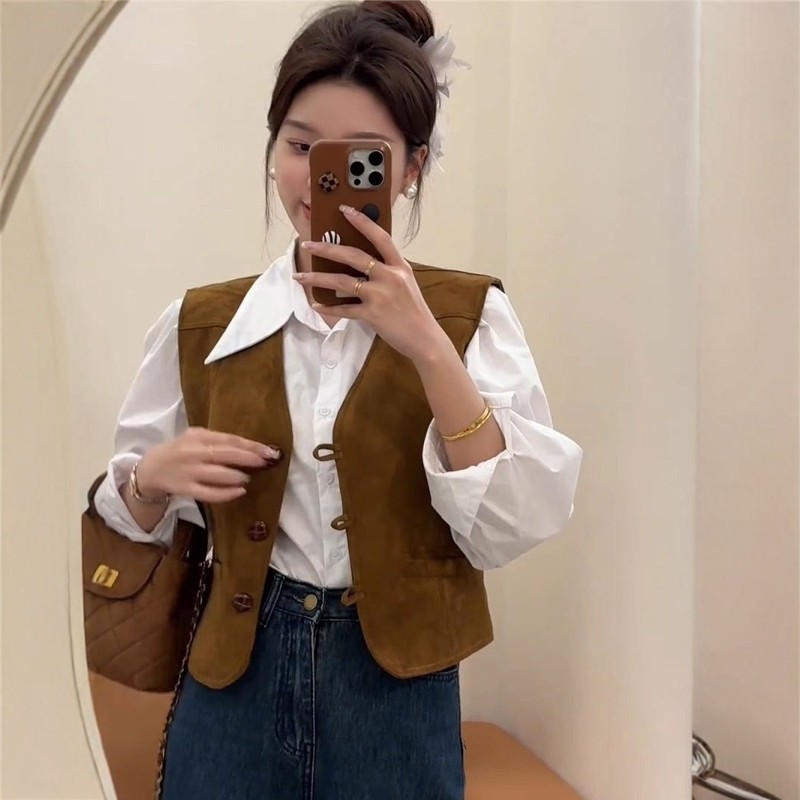 法式短款马甲女春季新款2026高级感时尚小个子麂皮绒马夹坎肩外套,女装/女士精品,马夹,淘宝优惠券,粉丝福利购,淘宝优惠卷