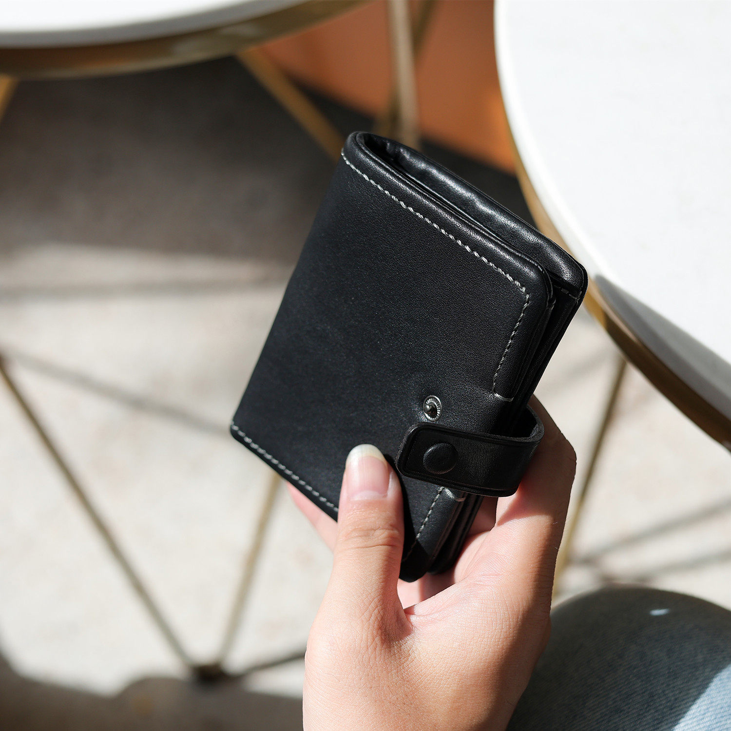 玩爷真皮钱包男短款黑色多功能卡包大容量钱夹简约头层牛皮皮夹子