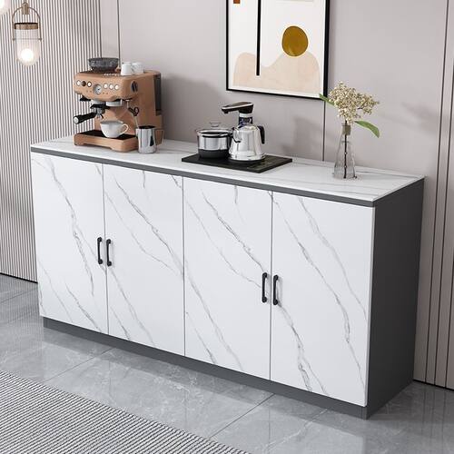 岩板餐边柜靠墙一体落地岩板柜家用客厅厨房餐柜储物收纳茶水柜子