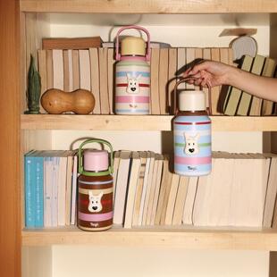 Tagi. 保温杯哈哈小狗彩色条纹大容量水杯水壶便携手拎带盖可爱