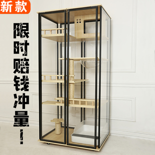 家用实木猫别墅超大猫笼子多层双层猫屋豪华猫城堡多层猫柜猫咪窝